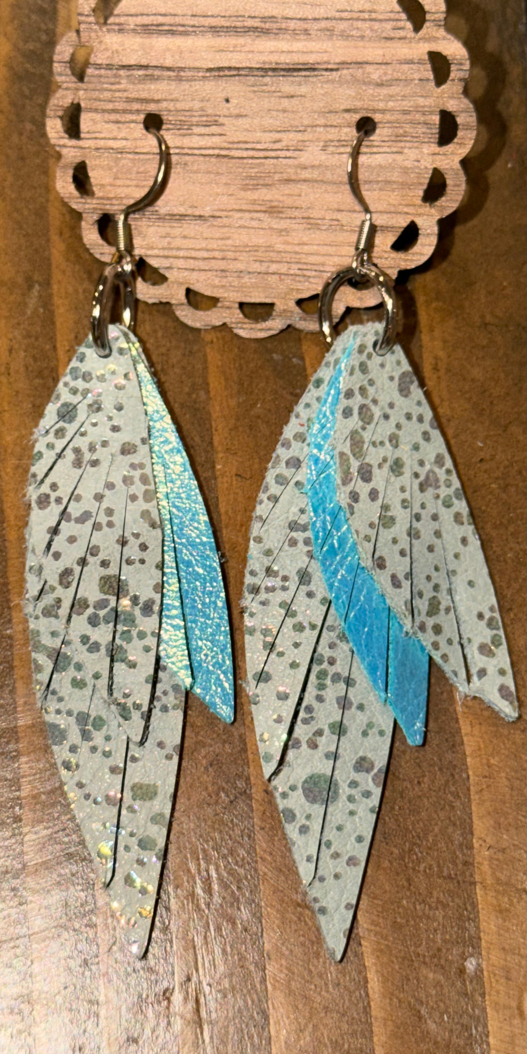 Leather feather earrings