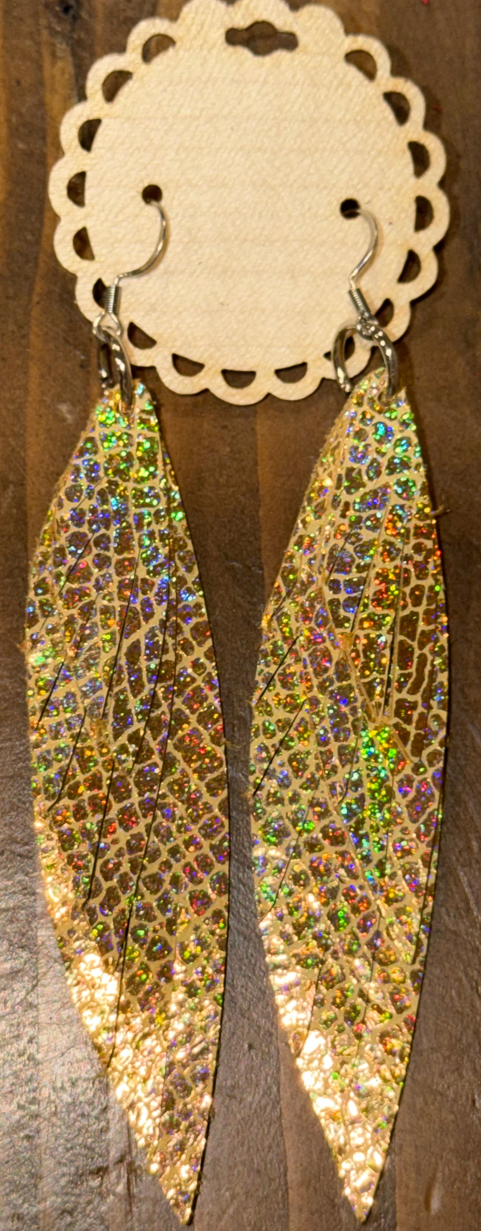 Leather feather earrings