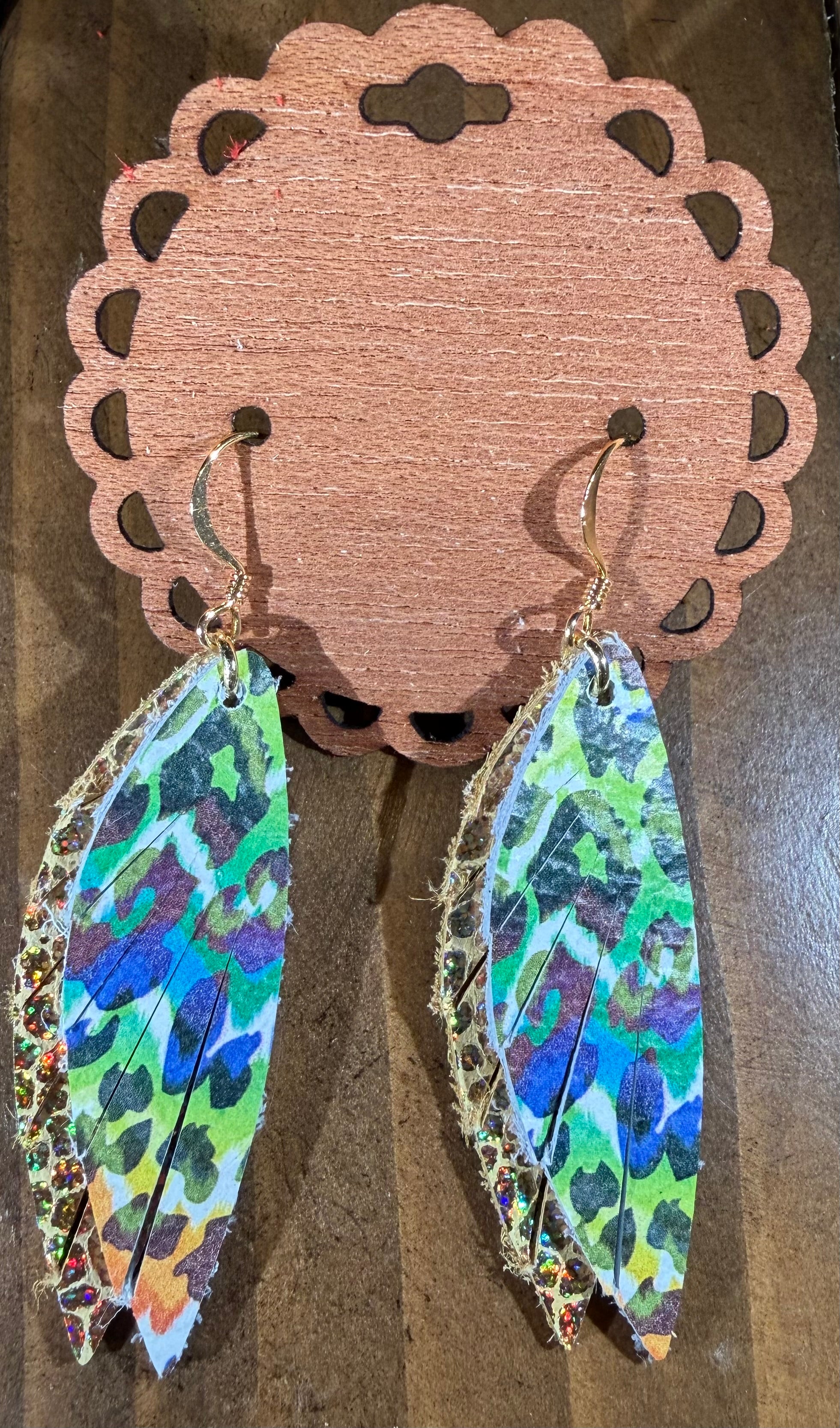 Leather feather earrings