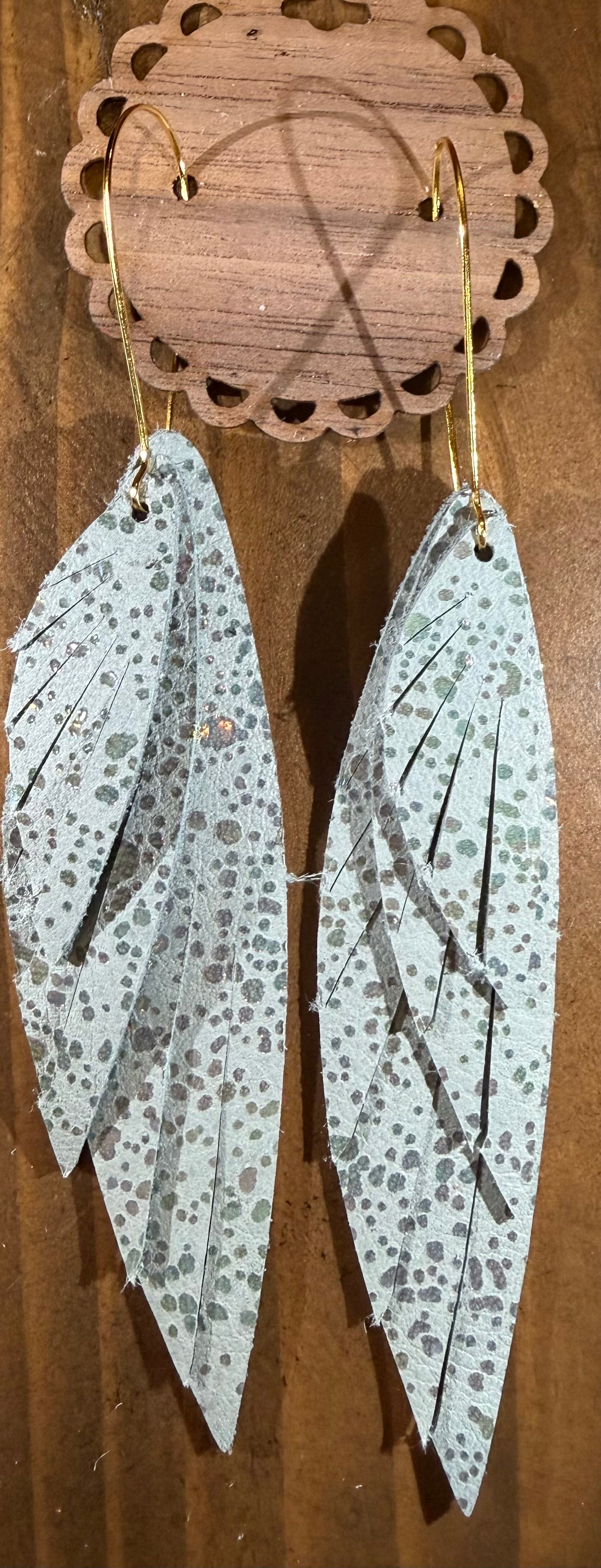 Leather feather earrings