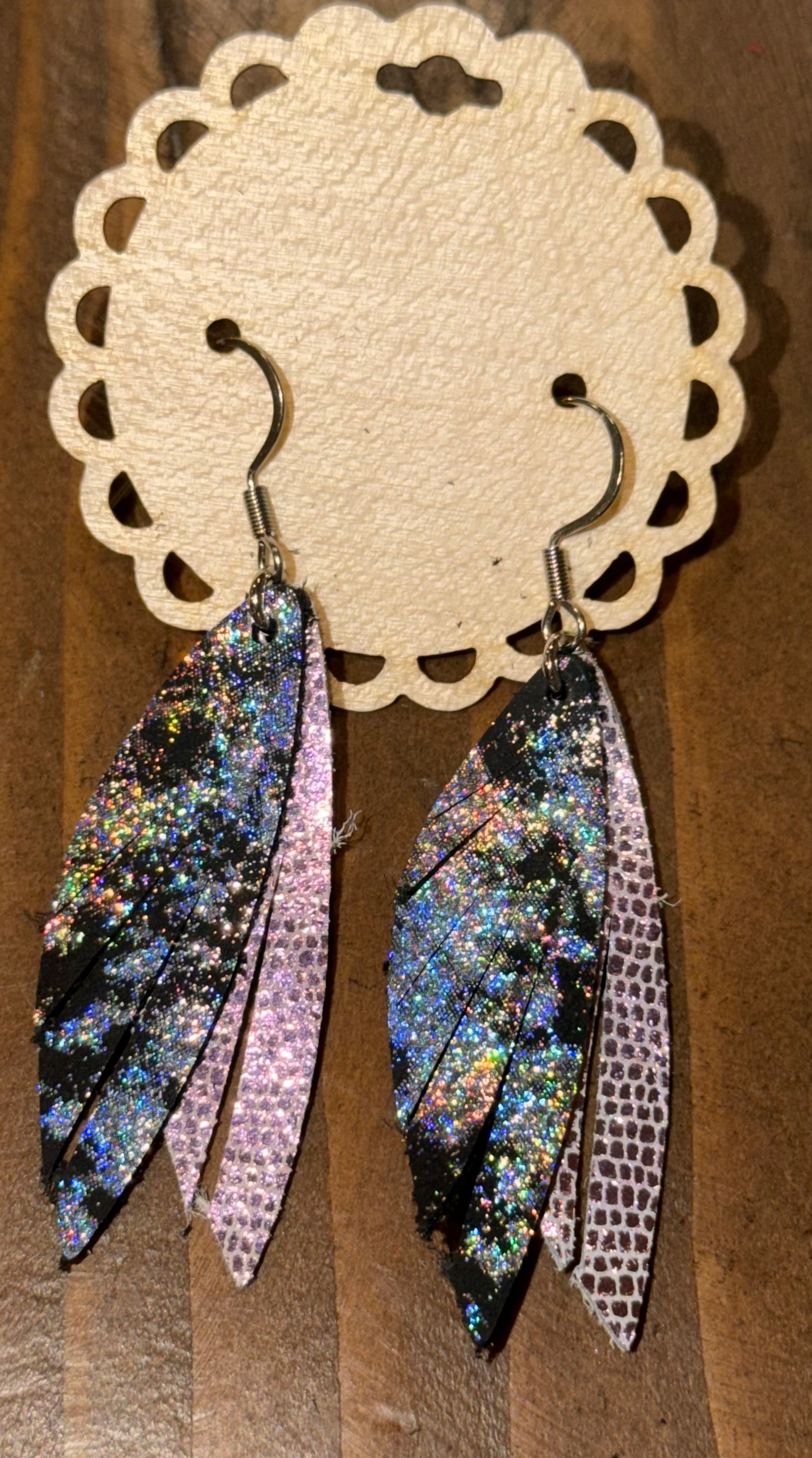 Leather feather earrings