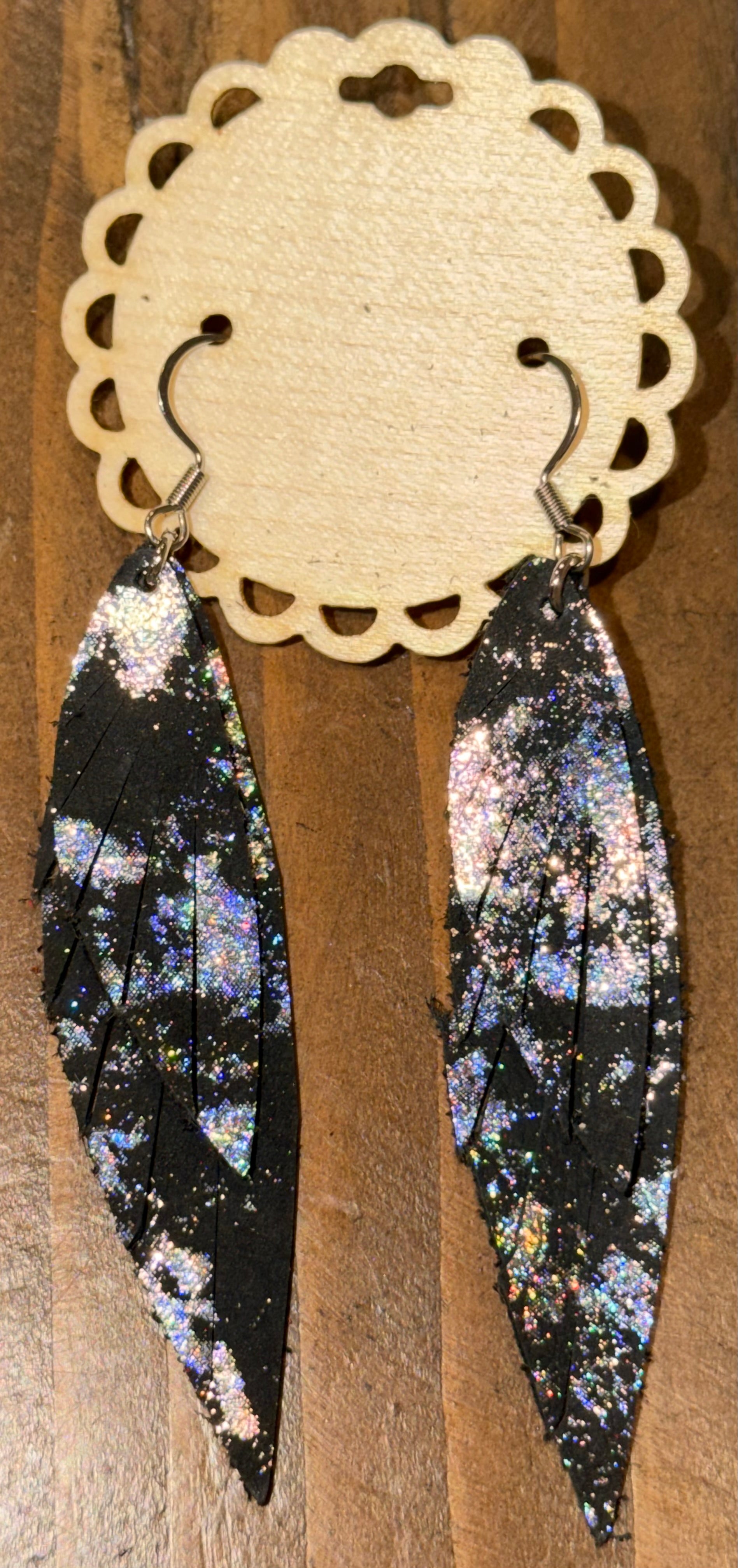 Leather feather earrings