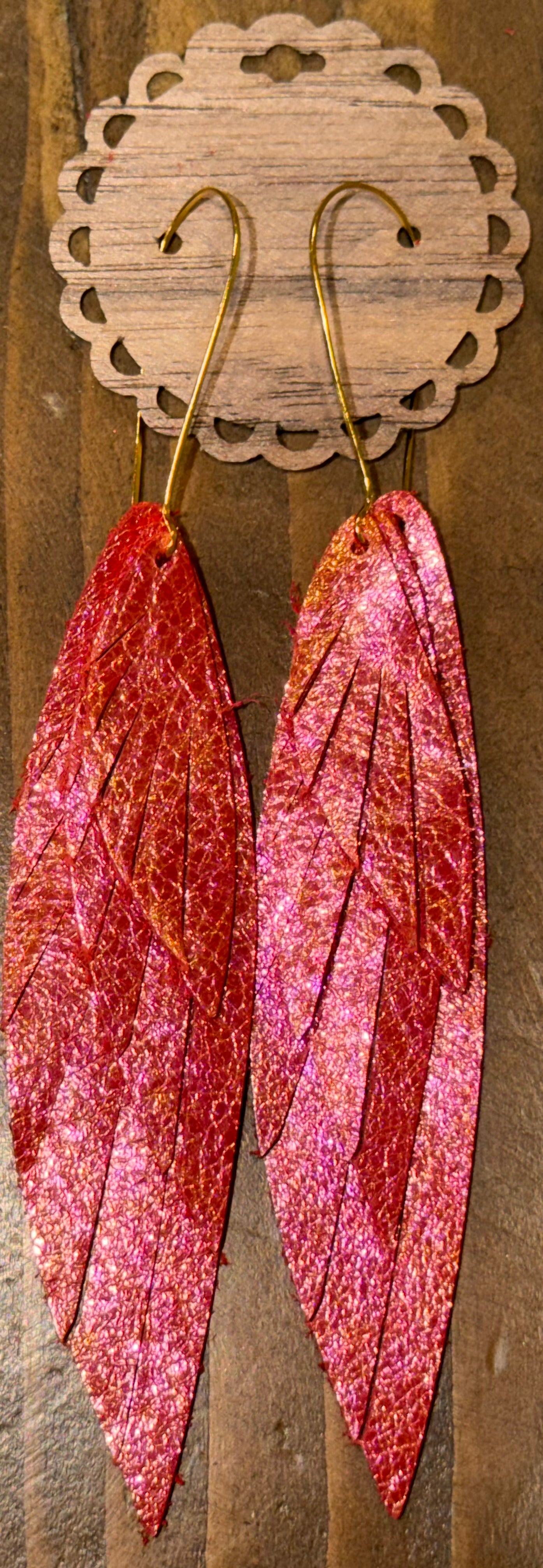 Leather feather earrings